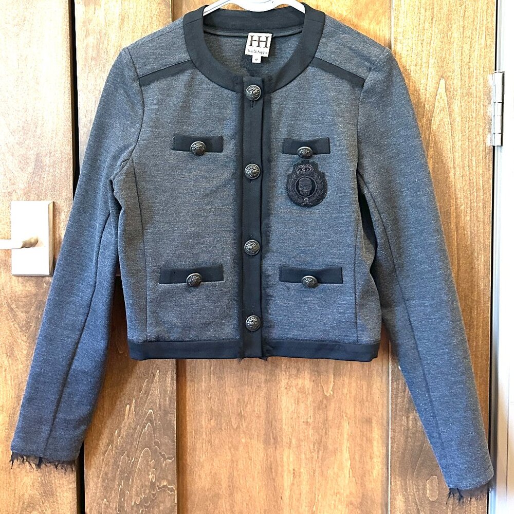 HAUTE HIPPIE SKULL CREST CROPPED BLAZER MEDIUM